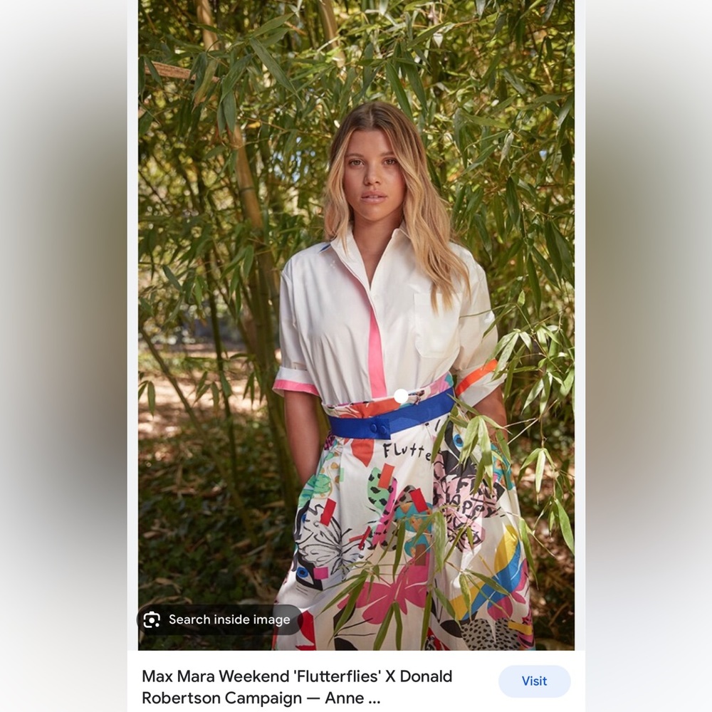 MaxMara Weekend “Flutterflies”Collection Label-Cut White Shirt Size:Medium 4/6 - Picture 1 of 16